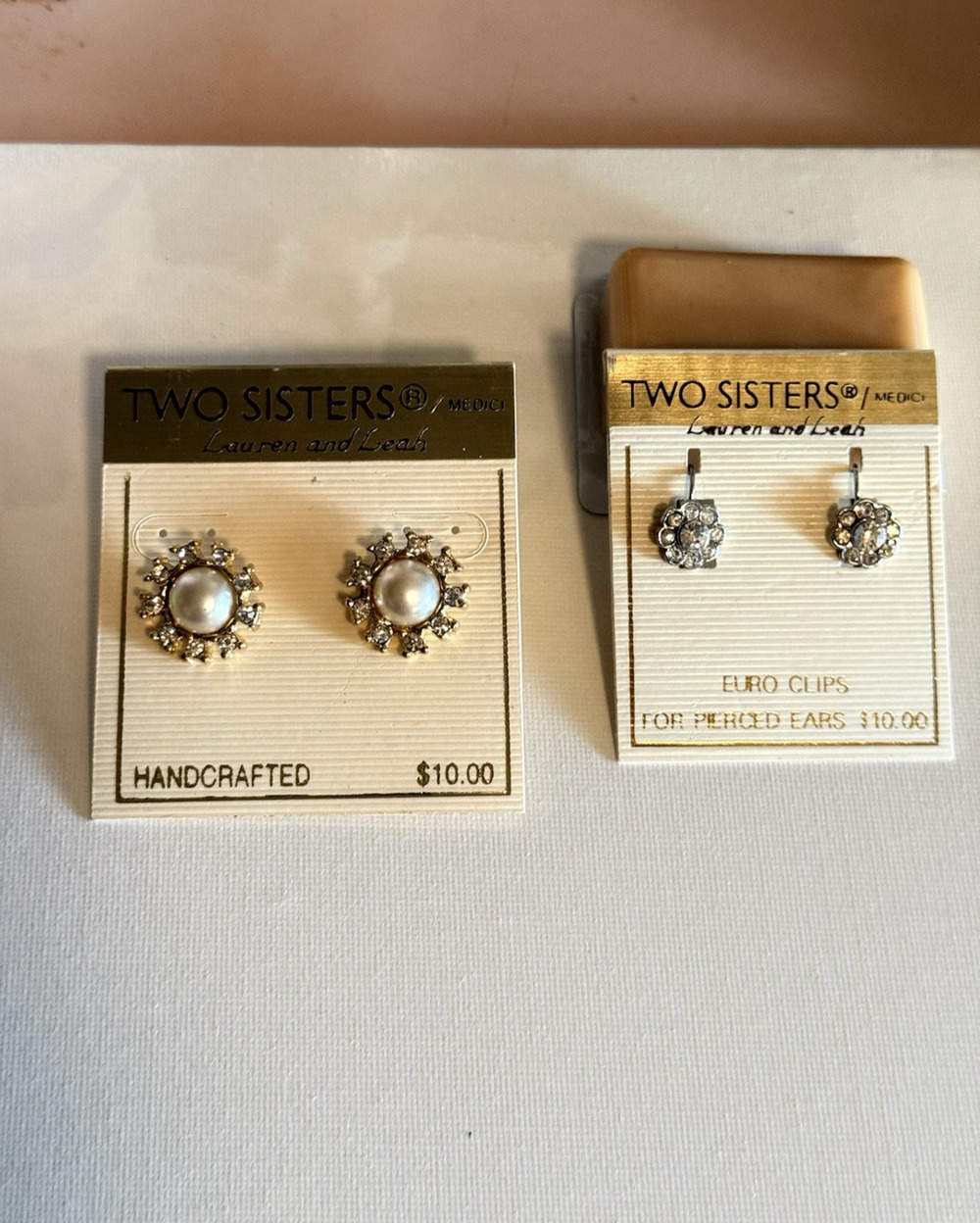 Vintage Earring Two Sisters NOS Pierced Classic and "80s/90s Corporate Chic''